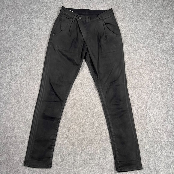 R13 Black Waxed Denim X-Over Slim Fit Cropped Ankle Jeans Women's Size 25 - Picture 1 of 10